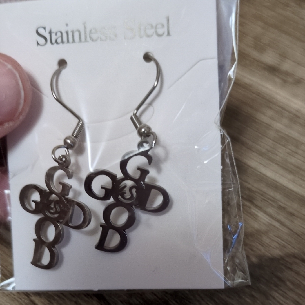 Stainless Steel Earrings with Letter Design